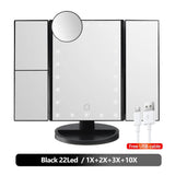 Foldable Makeup Light 3 Folding 1X 2X 3X Desktop Vanity Mirror Dimmable Rotatable With Touch Switch LED Mirrors