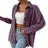 Women's Fashion Polo Collar Long-sleeved Shirt