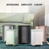 1pc Stain-resistant Small Rectangular Bin With Soft Closed Footboard, Brushed Stainless Steel Trash Can, Satin Nickel Trash Can, Home Essential , Bathroom Organizers & Storage