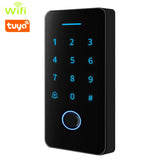 Tuya Wifi Backlight Touch 125khz13.56Mhz RFID Card Access Control Keypad fingerprint Door Lock Opener WG Output IP66 Watreproof