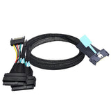 Slimline SAS MCIO 8i 74P to Dual SFF 8639 with 15P SATA Male Power Data Cable for Server Adapter Cable 0.5m