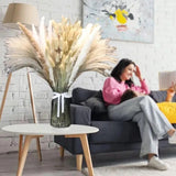 120pcs Artificial Fluffy Pampas Grass Bouquet Wedding Party Decoration Fake Reed Plant Flowers For DIY Room Home Decor Flower