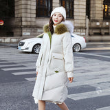 Mid-length hooded down jacket
