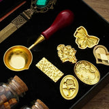 Fountain Pen Set, Retro Sprinkg Feather Pens Calligraphy Writing Dip Kit with Wax Seal Stamp & Replace Nibs, Gift Box