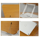 360°Rotating Base Holder for Reading Hands Free Foldable Book Display with Paper Clips Wood Panel Stand