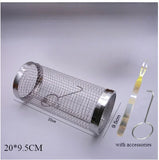 BBQ Rolg Basket Stainless Steel Grilled Cage Round Mesh Vegetable Fries Fish Barbecue Cooking Grill Net