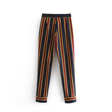 Temperament striped casual suit jacket striped trousers