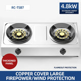 Household Strong Fire Stainless Steel Double Gas Stove - Desktop for Kitchen