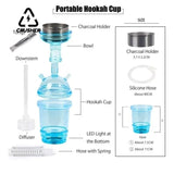 CRUSHER Cute Car Acrylic Hookah Smoking Cup with LED Light Metal Tobacco Bowl Water Pipe Narguile Complete Portable Party