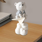 Adorable Bear Statue Ornament - Versatile Desktop Sculpture For Cabinets, Bookshelf, Entryway