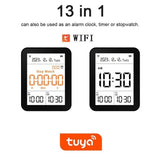 13 in 1 Tuya WIFI Air Quality Monitor CO2 Detector CO2/TVOC/HCHO/PM2.5/PM1.0/PM10/Temperature/Humidity/Time/Date/Alarm/Timer
