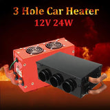 12V/24V 3 Hole Heating Fan 24W Truck Car Low Noise Winter Warm Dryer Glass Defroster Window Heater Interior Accessories