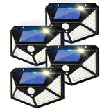Outdoor 100 LEDs, safety lights with motion sensors, solar powered wall lights, wireless and waterproof