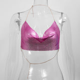 Sequined Personalized Metal Strap Top