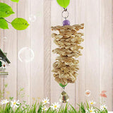 Bird Parrot Toy With Bell Natural Wooden Grass Bite Hanging Cage