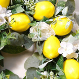 18 Inch Artificial With Yellow Lemon Green Leaves,Fake Fruit Wreath For Home Wall And Front Door Decor