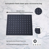 1pc Rain Shower Head, High Flow Large Rainfall Shower Head, Stainless Steel Shower Head, Replacement For Your Bathroom Showerhead (30.48cm Black)