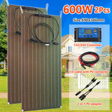 600W/300W Solar Panel Kit - 18V Flexible Monocrystalline Solar Cell Battery Charger for Outdoor, Phone, Camping, Yacht, Car, RV, Boat