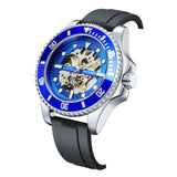 PINTIME New Auto Mechanical Watch Men Fashion Silicoe Strap Steampunk Self-Wind Male Mechanical Wristwatch Relogio Masculino