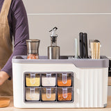 Organizer of multifunctional kitchen knife holder, oil, salt, sauce, and vinegar