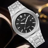 PINTIME Man Watch Waterproof 30M Casual Quartz Wristwatch Stainless Steel Case Checkered Dial Calendar Relogios Masculino Gifts