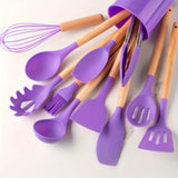Silicone non stick safety kitchen utensil set, each set of 12 pieces
