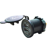 DIY Kit 4.2A 12V/24V USB Power Outlet Waterproof Charger with Switch Blue for Car RV ATV Boat Marine Motorcycle Mobile