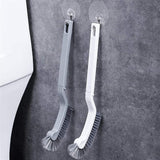 Toilet Cleaning Brush Double Head Curved Plastic Brush Long Handle Dead Corner Cleaning Brush - 2 Pack (grey + White)