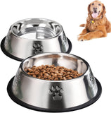 Pieces Stainless Steel Dog Bowl, 30cm Dog Food Bowl, Pet Food Bowl And Water Bowl With Rubber Base
