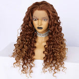 13x2 Lace Wig Inch 22Inch Afro Curly Kinky Wave Brown Cosplay Synthetic Glueless Natural Women's Lace Front Wig for Halloween