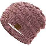 (pink) Warm Winter Hat, Wool Knitted Plus Fleece Hat, Warm, Soft And Stretchy Knitted Hat, Leather Pink