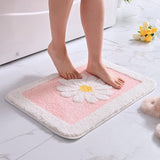 (pink) Bathroom Rug Mat, White Flower Bathroom Rug, Fluffy Soft Ultra-fine Fiber Carpet, Non-slip Bath Mat, Machine Washable Plush Mat -40cm  60cm, Gray