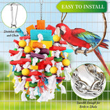 Multicolored Wooden Blocks Tearing Toys With Wood Beads,Best Bird Toys For Parrot