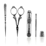 5PCS/Set Vintage Embroidery Scissor Sewing Thimble Needle Case Needlework Tools