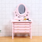 1:12 Dollhouse Miniature Wooden Makeup Dressing Table With Mirror Drawer Bedroom Pretend Furniture