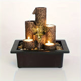 1pc Tree Stump Shape USB-Powered Desktop Fountain Furniture Decoration With Candlestick Function For Office Living Room Home Decoration