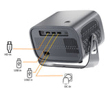 Smart Portable Small Android 11 Projector with 5G/2.4G Dual WiFi BT 1080P 8000L 4K Support USB2.0 and Hard Disk