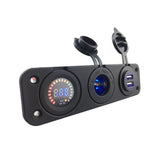 DIY 3 in 1 Panel 4.2A Dual USB Charger Outlet Voltmeter Cigarette Lighter Socket Splitter Adapter for Truck Car Marine Boat