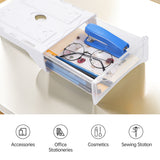 Bisofice Under Drawer Hidden Storage Box Desktop Organizer Transparent Tray Suitable for Desk with Lip Installation