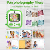 Mini Photo Printer for Children - 1080P Instant Print Camera with 1200W Dual Cameras, 2.4'' Screen, Support Music Playback and Game Play