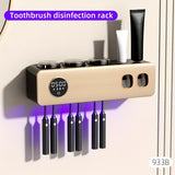 1pc Smart Toothbrush Holder With Sterilization Technology, Wall Mounted Toothbrush Storage Rack, Automatic Toothpaste Dispenser, Toothbrush Storage Organizer, Bathroom Multifunctional Toothpaste Toothbrush Container, Bathroom Accessories
