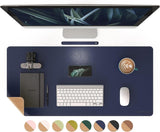 (blue) Reversible Desk Pad Natural Cork Pu Leather Large Mouse Pad For Office Home Work 1 Piece (cork - Beige, 90x45cm)