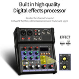 4 Channel USB Audio Mixer Wireless Microphone Studio Sound Mixers with Bluetooth DJ Console Mi for Karaoke