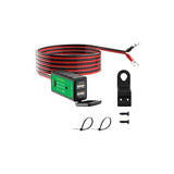 Motorcycle Phone Charger to U Ring Terminal 3.1A Dual USB Port Adapter ON/Off Switch Waterproof 1.6M Cable