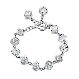 Three-dimensional square copper gold zircon bracelet Korean version of the best selling electroplated white gold jewelry Zircon TO buckle bracelet