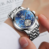 GUANQIN Mechanical Luxury 316L Steel Watch Tourbillon Automatic Week Display Watch For Men Waterproof Luminous Men's watches+Box