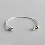 925 Sterling Silver Bangles Women Double Knot Bracelets