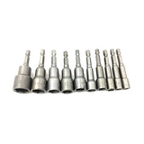 10Pcs 6-15Mm Nuts Driver Drill Bits Tools Set Magnetic Extension Metric Socket Wrench Screw Drill Bit Holder 1/4Inch Hex