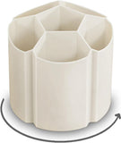 Desktop Pencil Holder With 6 Compartments, Rotating Pencil Case, Stationery Organizer, Desktop Storage (six Compartments [milk White] (one Sticker Com