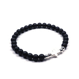 925 Sterling Silver Cross Natural Frosted Agate Versatile Minimal Bracelet